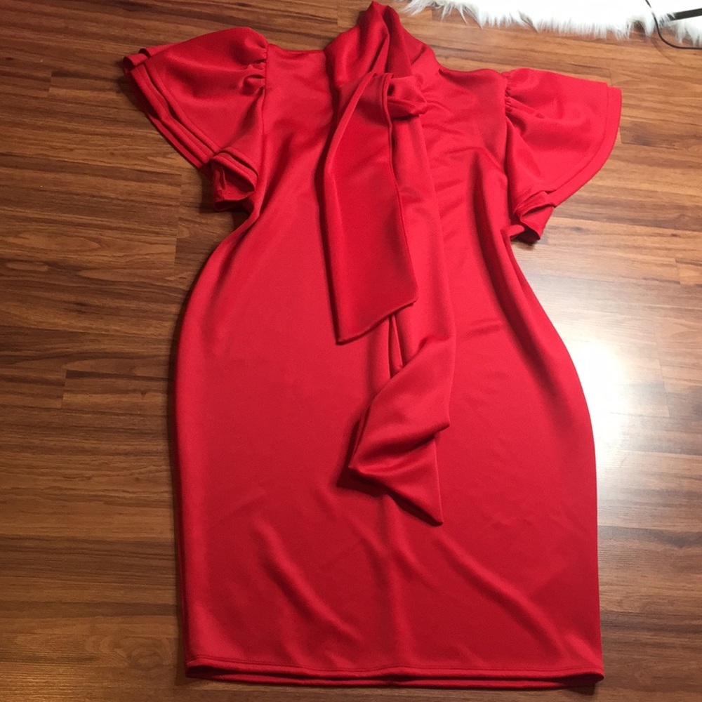 4X-6X 🔥🔥 Red Bow Neck Midi Dress